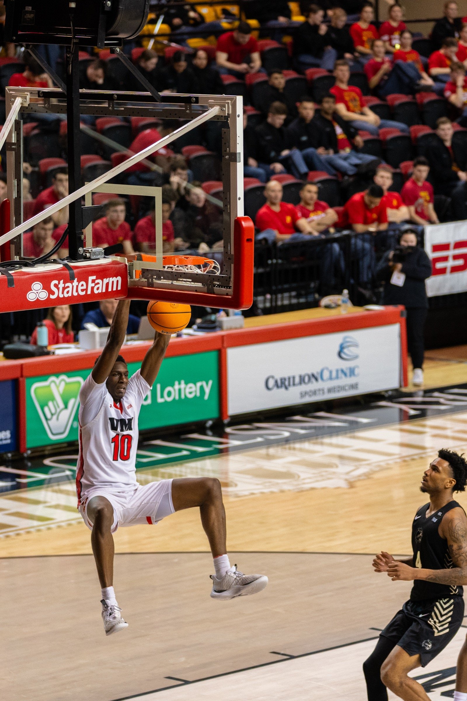 Basketball player working in the low post
