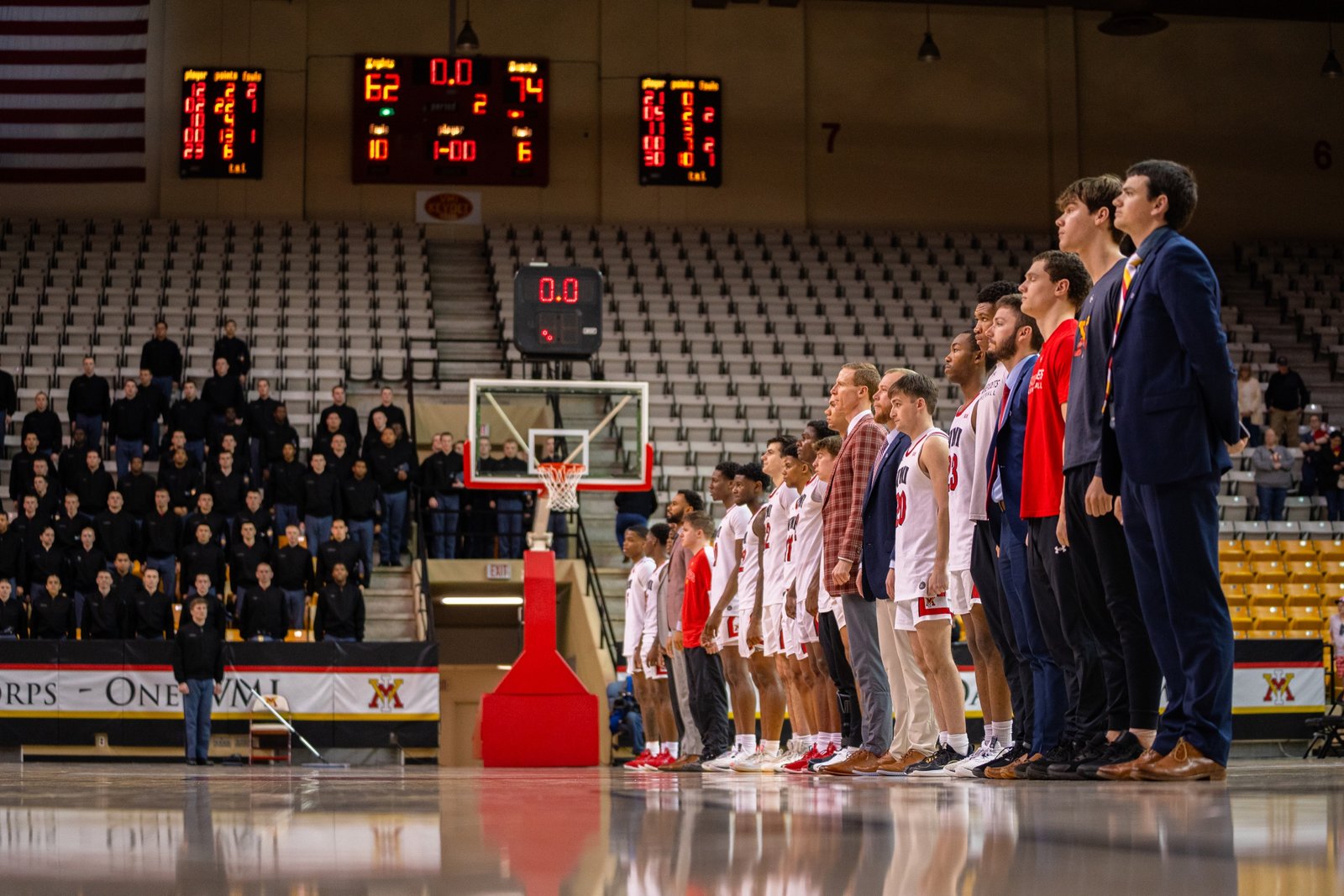 Basketball lineup before a game